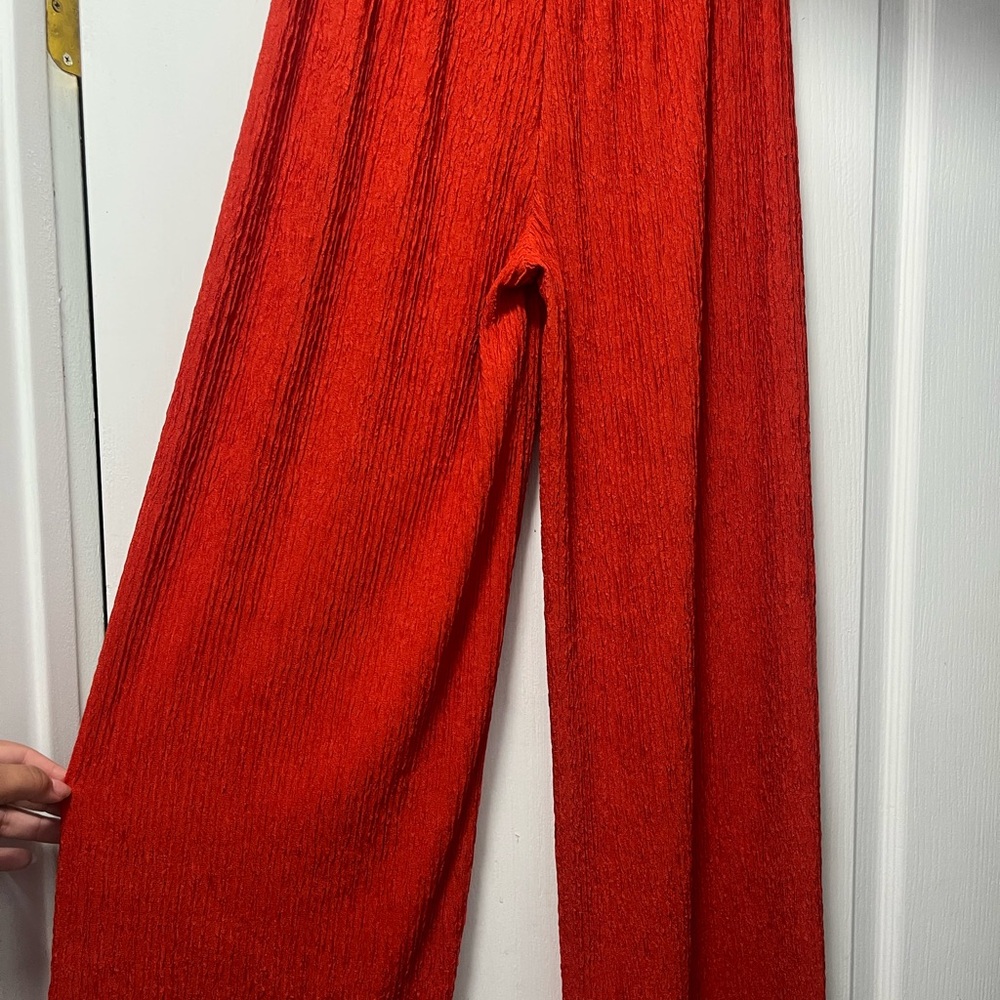 Elegant Burnt Orange Wide Leg Pants for Women - Picture 3 of 5